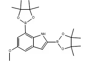(5-METHOXY-2-(4,4,5,5-TETRAMETHYL-1,3,2-DIOXABOROLAN-2-YL)-1H-INDOL-7-YL)BORONIC ACID structure, CAS 1256360-22-1