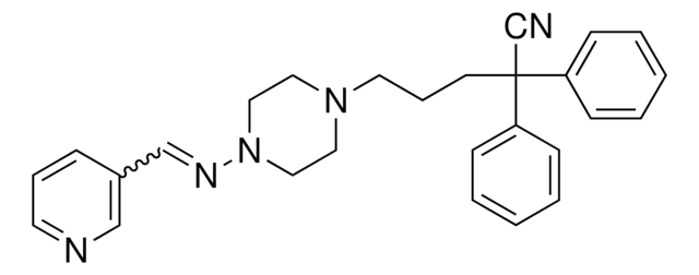 (E)-2,2-DIPHENYL-5-(4-((PYRIDIN-3-YLMETHYLENE)AMINO)PIPERAZIN-1-YL)PENTANENITRILE structure, CAS 218136-59-5