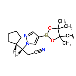 (R)-3-CYCLOPENTYL-3-(4-(4,4,5,5-TETRAMETHYL-1,3,2-DIOXABOROLAN-2-YL)-1H-PYRAZOL-1-YL)PROPANENITRILE structure, CAS 1146629-84-6