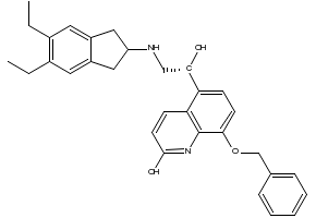 (R)-8-(BENZYLOXY)-5-(2-((5,6-DIETHYL-2,3-DIHYDRO-1H-INDEN-2-YL)AMINO)-1-HYDROXYETHYL)QUINOLIN-2(1H)-ONE structure, CAS 435273-75-9