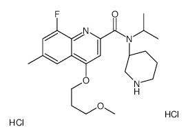 (R)-8-FLUORO-N-ISOPROPYL-4-(3-METHOXYPROPOXY)-6-METHYL-N-(PIPERIDIN-3-YL)QUINOLINE-2-CARBOXAMIDE DIHYDROCHLORIDE structure, CAS 1078128-56-9