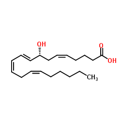 (R,5Z,9E,11Z,14Z)-8-HYDROXYICOSA-5,9,11,14-TETRAENOIC ACID structure, CAS 105500-09-2