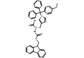 (S)-2-((((9H-FLUOREN-9-YL)METHOXY)CARBONYL)AMINO)-3-(1-((4-METHOXYPHENYL)DIPHENYLMETHYL)-1H-IMIDAZOL-4-YL)PROPANOIC ACID structure, CAS 133367-33-6