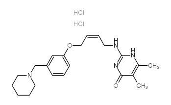 (Z)-5,6-DIMETHYL-2-((4-(3-(PIPERIDIN-1-YLMETHYL)PHENOXY)BUT-2-EN-1-YL)AMINO)PYRIMIDIN-4(1H)-ONE DIHYDROCHLORIDE structure, CAS 126869-04-3