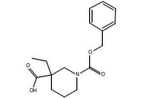 1-((BENZYLOXY)CARBONYL)-3-ETHYLPIPERIDINE-3-CARBOXYLIC ACID structure, CAS 1245808-57-4