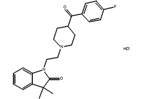 1-(2-(4-(4-FLUOROBENZOYL)PIPERIDIN-1-YL)ETHYL)-3,3-DIMETHYLINDOLIN-2-ONE HYDROCHLORIDE structure, CAS 192927-92-7