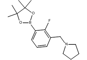 1-(2-FLUORO-3-(4,4,5,5-TETRAMETHYL-1,3,2-DIOXABOROLAN-2-YL)BENZYL)PYRROLIDINE structure, CAS 1256360-38-9