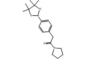 1-(PYRROLIDIN-1-YL)-2-(4-(4,4,5,5-TETRAMETHYL-1,3,2-DIOXABOROLAN-2-YL)PHENYL)ETHANONE structure, CAS 1256359-85-9