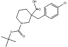 1-(TERT-BUTOXYCARBONYL)-3-(4-CHLOROBENZYL)PIPERIDINE-3-CARBOXYLIC ACID structure, CAS 174606-16-7
