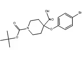 1-(TERT-BUTOXYCARBONYL)-4-(4-FLUOROPHENYL)PIPERIDINE-4-CARBOXYLIC ACID structure, CAS 644981-89-5