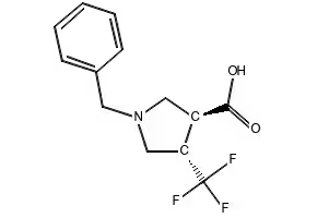 1-BENZYL-4-(TRIFLUOROMETHYL)PYRROLIDINE-3-CARBOXYLIC ACID structure, CAS 169750-31-6