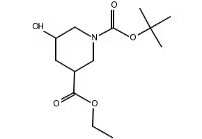 1-TERT-BUTYL 3-ETHYL 5-HYDROXYPIPERIDINE-1,3-DICARBOXYLATE structure, CAS 1272756-00-9