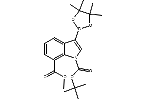 1-TERT-BUTYL 7-METHYL 3-(4,4,5,5-TETRAMETHYL-1,3,2-DIOXABOROLAN-2-YL)-1H-INDOLE-1,7-DICARBOXYLATE structure, CAS 1256360-02-7