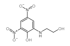 2-((2-HYDROXYETHYL)AMINO)-4,6-DINITROPHENOL structure, CAS 99610-72-7