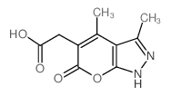 2-(3,4-DIMETHYL-6-OXO-1,6-DIHYDROPYRANO[2,3-C]PYRAZOL-5-YL)ACETIC ACID structure, CAS 879025-21-5