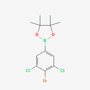 2-(4-BROMO-3,5-DICHLOROPHENYL)-4,4,5,5-TETRAMETHYL-1,3,2-DIOXABOROLANE structure, CAS 942069-45-6