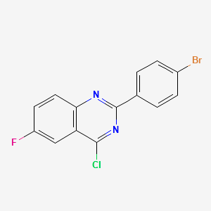2-(4-BROMOPHENYL)-4-CHLORO-6-FLUOROQUINAZOLINE structure, CAS 881310-87-8