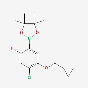 2-(4-CHLORO-5-(CYCLOPROPYLMETHOXY)-2-FLUOROPHENYL)-4,4,5,5-TETRAMETHYL-1,3,2-DIOXABOROLANE structure, CAS 1256360-17-4