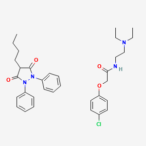 2-(4-CHLOROPHENOXY)-N-(2-(DIETHYLAMINO)ETHYL)ACETAMIDE COMPOUND WITH 4-BUTYL-1,2-DIPHENYLPYRAZOLIDINE-3,5-DIONE (1:1) structure, CAS 17449-96-6