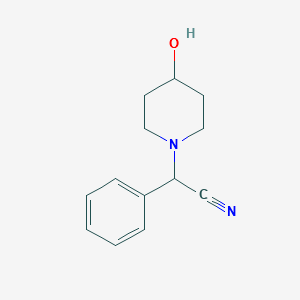 2-(4-HYDROXYPIPERIDIN-1-YL)-2-PHENYLACETONITRILE structure, CAS 1018437-11-0