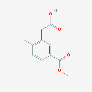2-(5-(METHOXYCARBONYL)-2-METHYLPHENYL)ACETIC ACID structure, CAS 1000566-21-1