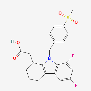 2-(6,8-DIFLUORO-9-(4-(METHYLSULFONYL)BENZYL)-2,3,4,9-TETRAHYDRO-1H-CARBAZOL-1-YL)ACETIC ACID structure, CAS 121083-05-4
