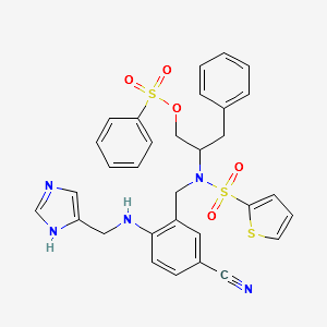 2-(N-(2-(((1H-IMIDAZOL-4-YL)METHYL)AMINO)-5-CYANOBENZYL)THIOPHENE-2-SULFONAMIDO)-3-PHENYLPROPYL BENZENESULFONATE structure, CAS 530145-63-2
