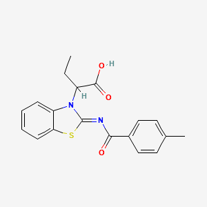 2-[2-(4-METHYLBENZOYLIMINO)BENZOTHIAZOL-3-YL]BUTYRIC ACID structure, CAS 1043705-09-4