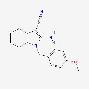 2-AMINO-1-(4-METHOXYBENZYL)-4,5,6,7-TETRAHYDRO-1H-INDOLE-3-CARBONITRILE structure, CAS 113772-12-6