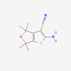 2-AMINO-4,4,6,6-TETRAMETHYL-4,6-DIHYDROTHIENO[2,3-C]FURAN-3-CARBONITRILE structure, CAS 447412-24-0