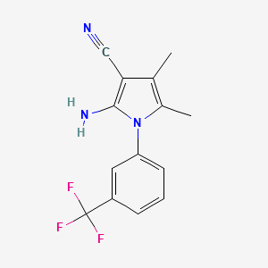 2-AMINO-4,5-DIMETHYL-1-(3-(TRIFLUOROMETHYL)PHENYL)-1H-PYRROLE-3-CARBONITRILE structure, CAS 893786-05-5