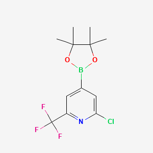 2-CHLORO-4-(4,4,5,5-TETRAMETHYL-1,3,2-DIOXABOROLAN-2-YL)-6-(TRIFLUOROMETHYL)PYRIDINE structure, CAS 1218790-05-6