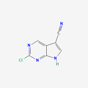 2-CHLORO-7H-PYRROLO[2,3-D]PYRIMIDINE-5-CARBONITRILE structure, CAS 1060816-60-5