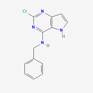 2-CHLORO-N-(PHENYLMETHYL)-5H-PYRROLO[3,2-D]PYRIMIDIN-4-AMINE structure, CAS 63200-55-5