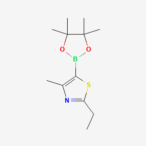 2-ETHYL-4-METHYL-5-(4,4,5,5-TETRAMETHYL-1,3,2-DIOXABOROLAN-2-YL)THIAZOLE structure, CAS 1218789-94-6