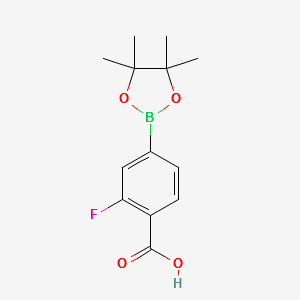 2-FLUORO-4-(4,4,5,5-TETRAMETHYL-1,3,2-DIOXABOROLAN-2-YL)BENZOIC ACID structure, CAS 867256-77-7
