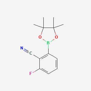 2-FLUORO-6-(4,4,5,5-TETRAMETHYL-1,3,2-DIOXABOROLAN-2-YL)BENZONITRILE structure, CAS 765916-91-4