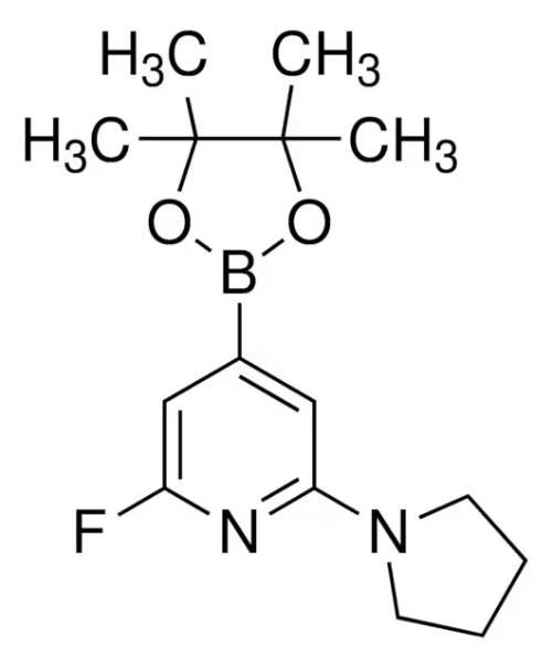 2-FLUORO-6-(PYRROLIDIN-1-YL)-3-(4,4,5,5-TETRAMETHYL-1,3,2-DIOXABOROLAN-2-YL)PYRIDINE structure, CAS 1309978-63-9