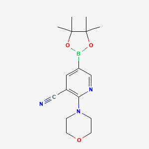 2-MORPHOLINO-5-(4,4,5,5-TETRAMETHYL-1,3,2-DIOXABOROLAN-2-YL)NICOTINONITRILE structure, CAS 1356068-62-6