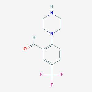 2-PIPERAZIN-1-YL-5-TRIFLUOROMETHYLBENZALDEHYDE structure, CAS 914347-13-0