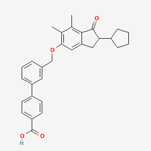 3'-[[(2-CYCLOPENTYL-2,3-DIHYDRO-6,7-DIMETHYL-1-OXO-1H-INDEN-5-YL)OXY]METHYL]-[1,1'-BIPHENYL]-4-CARBOXYLIC ACID structure, CAS 866823-73-6