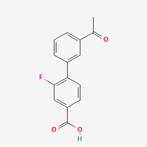 3'-ACETYL-2-FLUORO-[1,1'-BIPHENYL]-4-CARBOXYLIC ACID structure, CAS 1262005-81-1