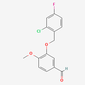 3-((2-CHLORO-4-FLUOROBENZYL)OXY)-4-METHOXYBENZALDEHYDE structure, CAS 588681-50-9