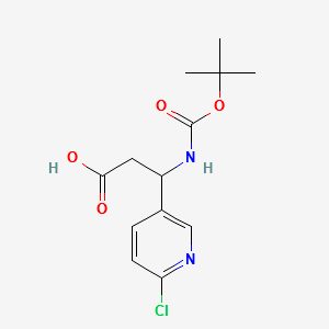3-((TERT-BUTOXYCARBONYL)AMINO)-3-(6-CHLOROPYRIDIN-3-YL)PROPANOIC ACID structure, CAS 252989-87-0
