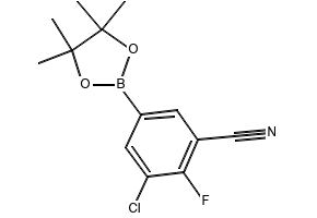 3-CHLORO-4-FLUORO-5-(4,4,5,5-TETRAMETHYL-1,3,2-DIOXABOROLAN-2-YL)BENZONITRILE structure, CAS 1218790-15-8