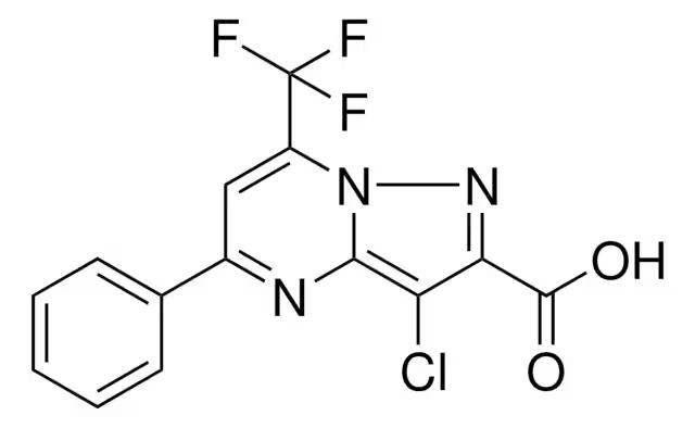 3-CHLORO-5-PHENYL-7-(TRIFLUOROMETHYL)-4,5,6,7-TETRAHYDROPYRAZOLO[1,5-A]PYRIMIDINE-2-CARBOXYLIC ACID structure, CAS 312699-22-2
