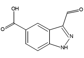 3-FORMYL-1H-INDAZOLE-5-CARBOXYLIC ACID structure, CAS 885519-98-2