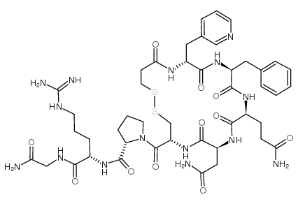 3-MERCAPTOPROPIONYL-BETA-3-PYRIDYL-D-ALA-PHE-GLN-ASN-CYS-PRO-ARG-GLY-NH2 structure, CAS 136105-89-0