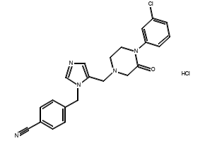 4-((5-((4-(3-CHLOROPHENYL)-3-OXO-1-PIPERAZINYL)METHYL)-1H-IMIDAZOL-1-YL)METHYL)BENZONITRILE HYDROCHLORIDE structure, CAS 253863-00-2