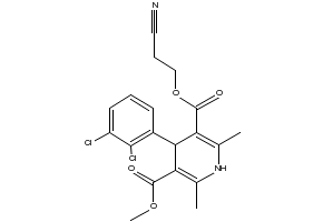 4-(2,3-DICHLORO-PHENYL)-2,6-DIMETHYL-1,4-DIHYDRO-PYRIDINE-3,5-DICARBOXYLIC ACID 3-(2-CYANO-ETHYL) ESTER 5-METHYL ESTER structure, CAS 110962-94-2